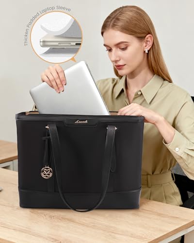 LOVEVOOK Tote Bag Handbag Women, Large Work Laptop Bag 15.6 Inch, Teacher Briefcase Shoulder Bags Womens Shopper Handbags for Uni Office School Business - Image 3
