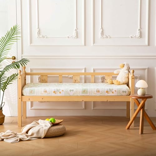Image of SDY Jersey Floral Crib Sheets for Baby Boys and Girls,52 inchx28 inchx8,2 Pack,Neutral Green Flower Standard Oval /Retangle Crib Mattress Sheets for Toddler,Super Soft Breathable