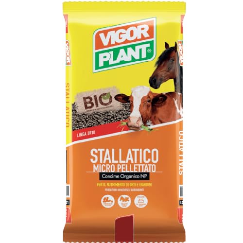 VIGORPLANT Stallatico Pellettato Umidificato Ammendante Ricco di Azoto e Potassio consentito in agrcoltura Biologica - 5 kg Circa