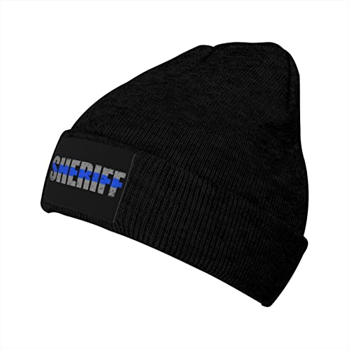 WENRUN Sheriff Thin Blue Line Beanie Hat Unisex Knit Hat