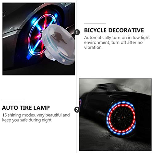 BESPORTBLE 4 peças de luz de pneu de roda de carro, luz de LED piscando, luz colorida à prova d'águ