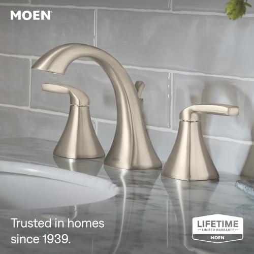 Moen Voss Brushed Nickel Two-Handle Widespread Bathroom Sink Faucet Trim Kit, Valve Included, TV6905BN by Moen - Used condition - Image 2