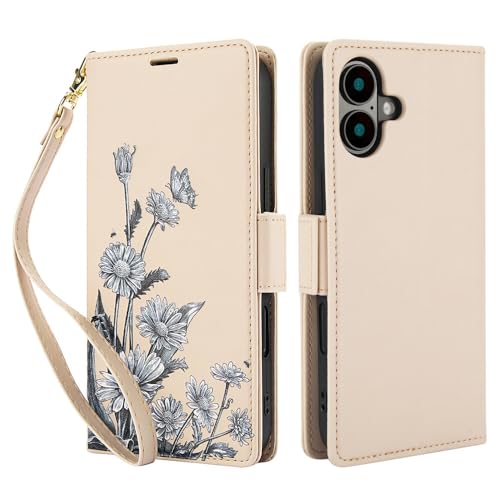 Étui portefeuille iPhone 14 Plus abricot avec rabat de protection