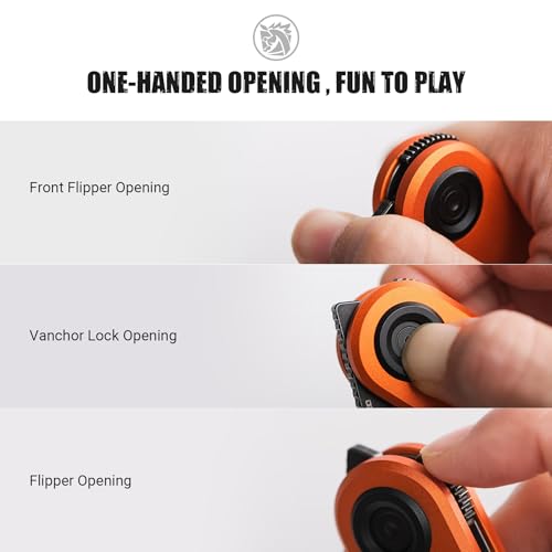 Image of Vosteed Corgi V EDC Folding Pocket Knife - 2.36 inch 14C28N Black Stonewash Drop Point Blade - Vanchor Lock, Orange Aluminum Handle - Camping, Hiking Knives - A3705