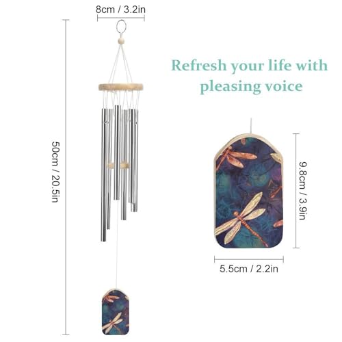 Carillon éolien en aluminium libellule de 52,8 cm, idée cadeau sincère et déco - 3