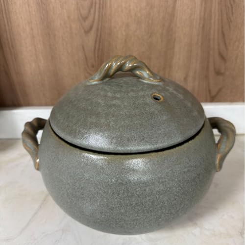 fancyfly陶磁器土鍋蓋付キキチン調理器具セラミックスキセ煮込み鍋スィープ鶏粥料理対応一人用料理に耐熱実用 (2.5L,星空の灰)