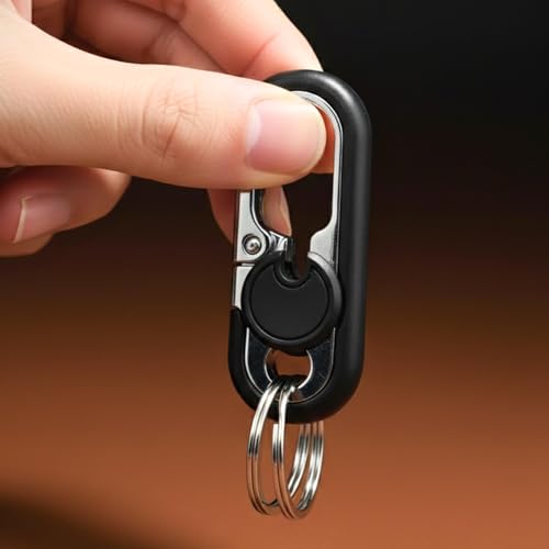 Image of THE MEN THING - Stylish Multicolor Stainless Steel Keychain for Men & Boys (BLAZE CLIP BLACK - Black)