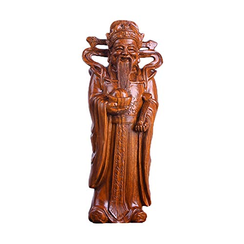Statue de Bouddha du Dieu de la Fortune en acajou, sculpture artisanale d'exception