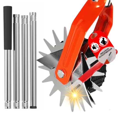 GRÜNTHOR Rasenkantenschneider – 4-teilig Verstellbarer Edelstahlgriff, ideal für Jede Körpergröße, verbesserter gepolsterter Griff, gut ausbalancierte Rollen, inkl. Schleifmesser