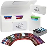 Monster Protectors Magnetic Triple Deck Box- White, Holds 225 TCG Cards, Self-Locking Closure- Compatible with Pokémon, MTG Magic: The Gathering, & Yu-Gi-Oh | Fits Standard & Small Size Trading Cards