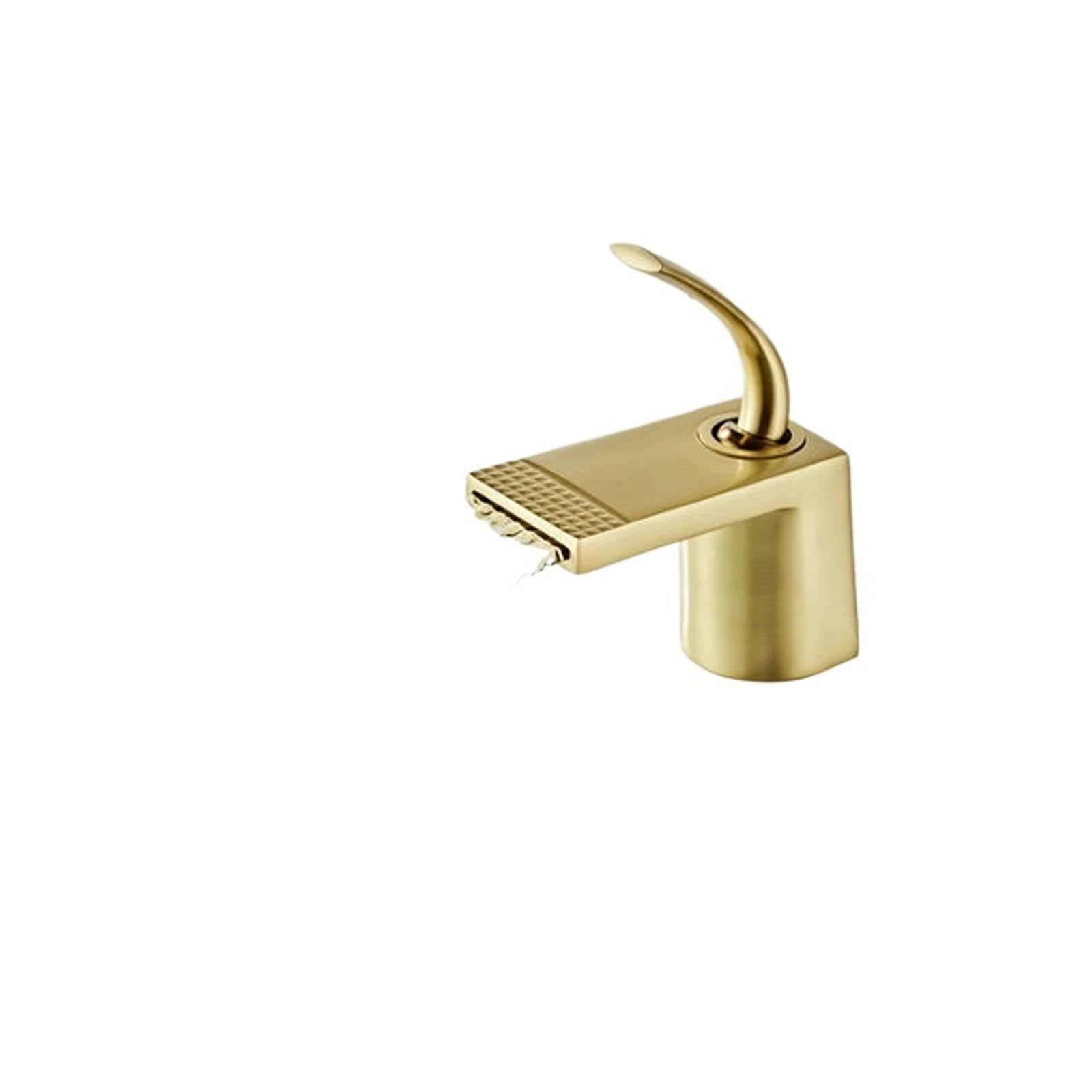 Kitchen Faucet, Brass Waterfall Basin Sink Faucet, Black Gold Faucets Bath, Hot Cold Water Mixer Vanity Tap Deck Mounted Washbasin Taps(Gold)