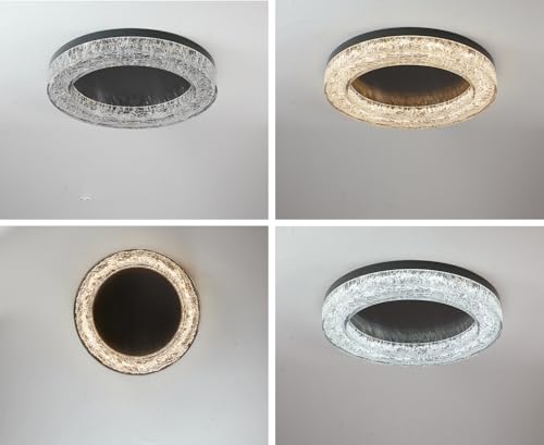 Plafonnier LED noir dimmable de 60cm avec télécommande pour salon