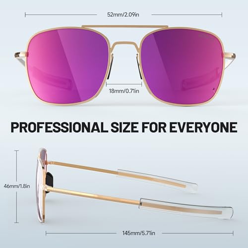 Image of Aviator Sunglasses for Mens Women 53mm TAC Polarized Lense Pilot Military Style Metal Frame with Bayonet Temples