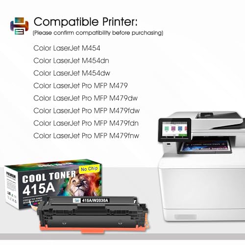 Cool Toner Kompatible für HP 415A 415X Multipack Tonerkartusche Ersatz für W2030A W2030X W2031A W2032A W2033A Color LaserJet Pro MFP M479fdw Toner M479fnw M479fdn M479dw M454dn M454dw M479 (4er-Pack)