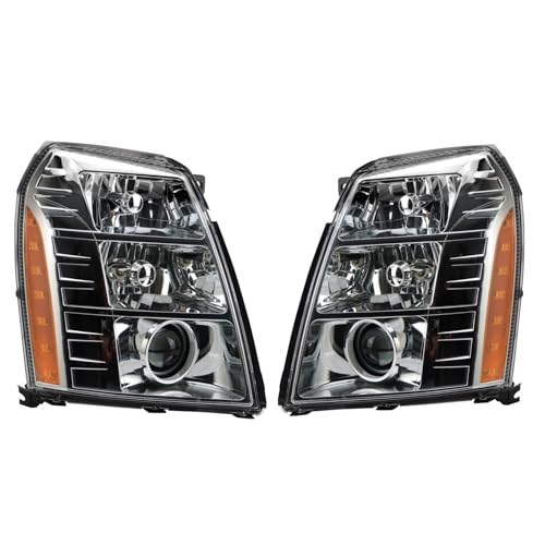 Image of TRQ 2 Piece Headlight Assembly Set Driver and Passenger Side Compatible with Cadillac Escalade Escalade ESV 2007-2014 EXT 2009-2013 GM2502291 GM2503291 25897648 25897649