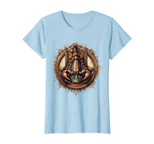 Crowned Scorpion King Sitting on Throne T-Shirt, Women, Baby Blue, X-Small