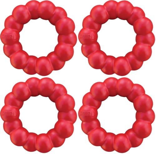 Image of KONG Ring - Natural Rubber Ring Toy for Healthy Chewing Habits - Chew Toy Supports Dog Dental Health - Dog Toy Supports Instincts During Playtime - for Medium /Large Dogs (Pack of 4)