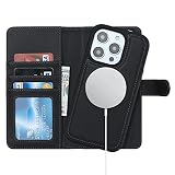 Ｈａｖａｙａ いphone15pro ケース Magsafe 対応 iPhone 15 Pro ケース 手帳型 マグセーフ 耐衝撃 【分離式2in1】 カード収納 ワイヤレス充電対応 フェイクレザー（6.1インチ対応） -ブラック