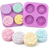 2Pack Flower Soap Molds Flowers Silicone Mold 3D Rose Mold 8 Different Shapes Rose Peony Peach Blossom Silicone Molds Handmade Soap Mould for Wax Soap Candle Lotion Bath Bombs Ice Cube Cake Chocolate