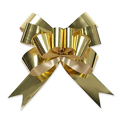 Berwick Offray Butterfly Ribbon Pull Bow, 4'' Diameter with 8 Loops, Gold 100 Pieces