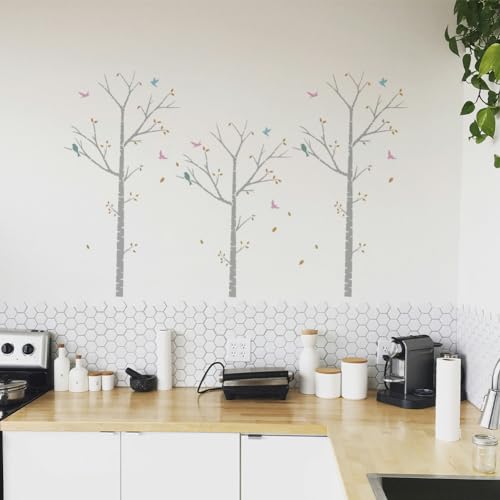 Pochoir bouleau réutilisable pour décoration murale DIY - 4