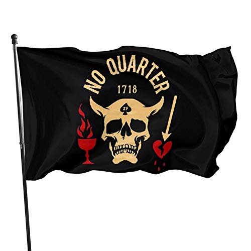 MOEEZE Hongflag 3x5 Foot Flag Blackbeard No Quarter 1718 Pirate Skull Flag