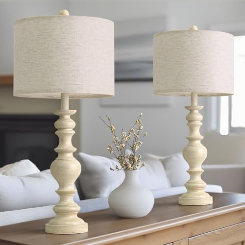 BOBOMOMO 27" Antique White Table Lamps Set of 2, Large