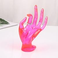 MUCKLILY Pink Ok Hand Mannequin Rack Plastic Ring Stand Holder for Jewelry Display Lightweight Organizer for Rings Bracelets and Accessories Easy to Carry for Home Vendor Booths