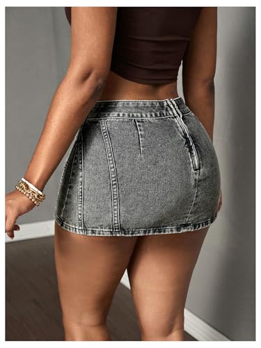 Floerns Women's Asymmetrical Mini Jean Skirt Party Clubwear Bodycon Denim Skirts3