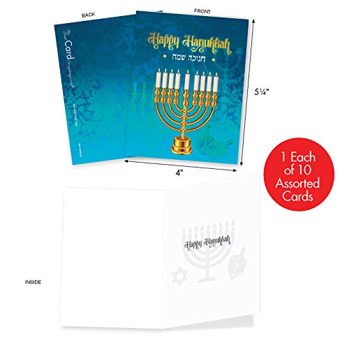 The Best Card Company - 10 Hanukkah Note Cards With Envelopes (4 X 5.12 Inch) - Religious Jewish Holiday, Boxed Notecard Assortment - Hanukkah Lights Am6140Hkg-B1X10 #TOP1