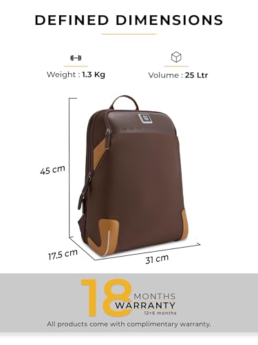 Image of EUME Gravon Laptop Backpack for Men & Women | 15.6 Inch Laptop Sleeve | 25L Water Resistant Premium Nylon & Microfiber Vegan Leather | Lightweight & Multipurpose | For Office Work & Travel