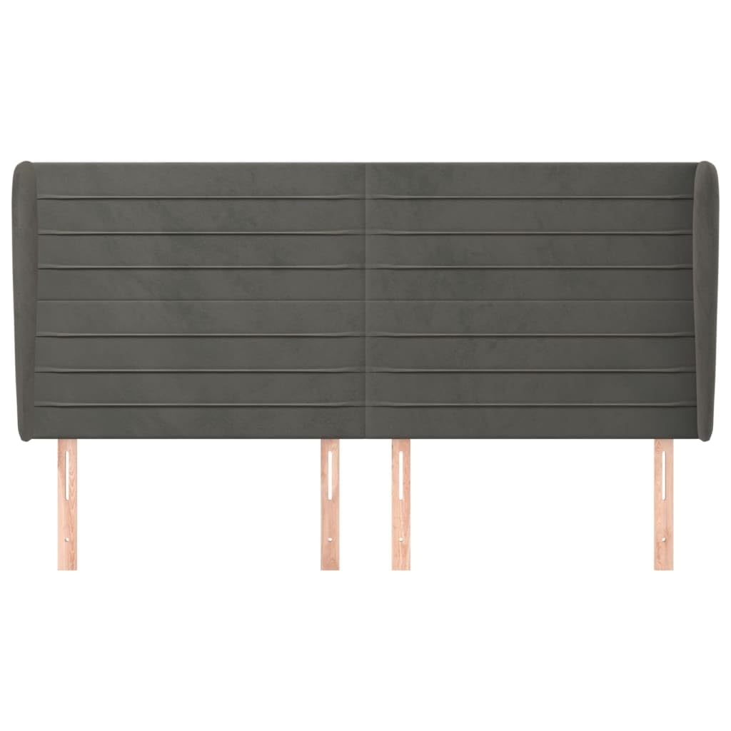 Cabecero de terciopelo gris oscuro, 163 x 23 x 118/128 cm, altura ajustable para somier y cama tapizada, respaldo con orejas, diseño moderno para dormitorio
