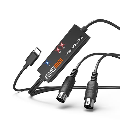 FORE MIDI to USB Interface Compatible with USB Type-C MIDI Cable with Input&Output Work with MIDI...