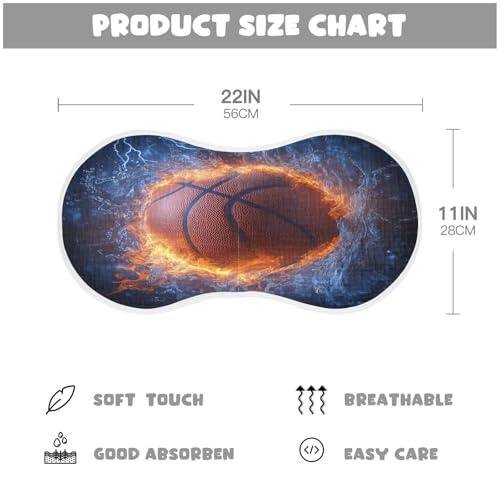 Basketball Water Fire Burp Cloths Cotton Baby Washcloths,Large 22x11in Burping Cloth Absorbent and Soft for Newborn Baby Boys and Girls,1 Pack4