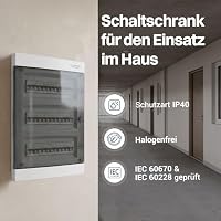 Intratec Sicherungskasten Unterputz 3 reihig – Unterputz Verteilerkasten IP40 für 36 Module mit transparenter Tür und Hutschiene für einfache Elektroinstallation Zuhause & Gewerbe – 482 x 283 x 106mm – Ansicht 4