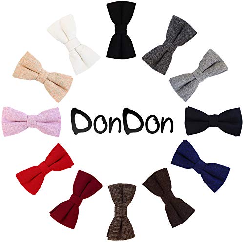 DonDon Herren Fliege 12 x 6 cm Baumwolle gebunden und längenverstellbar hellbraun weiß