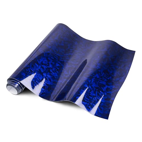 Image of LYPUMSO Forged Carbon Fiber Vinyl Wrap, Vinyl Wrap Roll with 2PCS Installation Tool Kits, Self-Adhesive DIY Decal Sticker Film Sheet for Auto Motorcycle with Air Release (Blue, 1ft x 3.5ft)