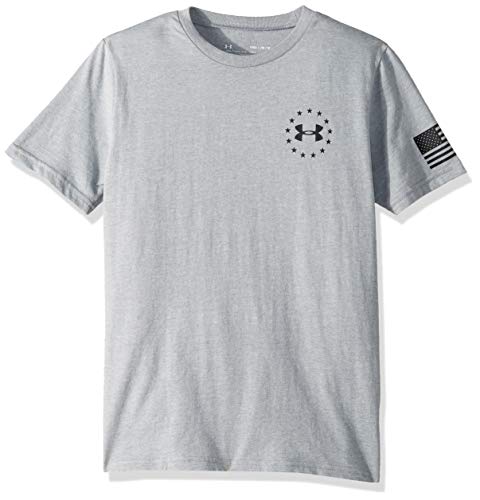 Under Armour Boys' Freedom Flag T-Shirt, Steel Light Heather (035)/Black, Youth X-Large