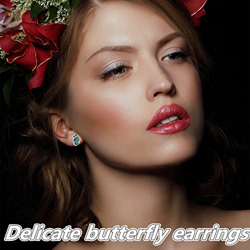 Blue Rhinestone Butterfly Stud Earrings La Luen Stylish Retro Boho Half Wing Butterfly Stud Cute Animal Earrings Women Birthday Party Jewelry For Girls #TOP3