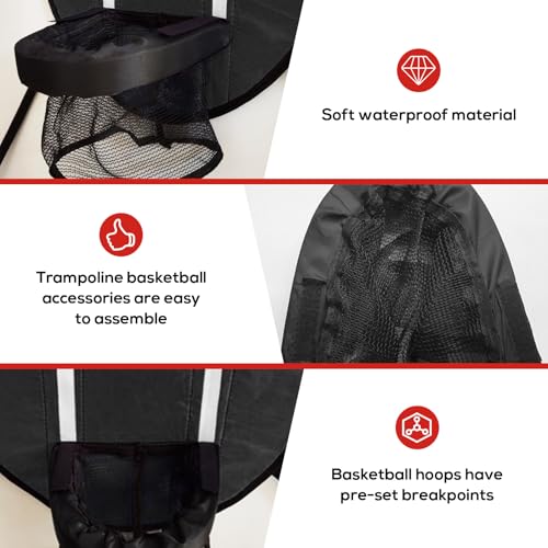 VEGOATY Mini Trampolin Basketballkorb Indoor: Basketballkorb Trampolin Zubehör mit 4 Basketbällen und 1 Pumpe, Basketball Trampolin für Kinder Erwachsene, Sonnenschutz, Schwarz