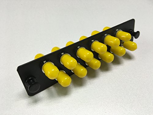 RiteAV LGX Footprint Fiber Optic Cable ST Adapter Patch Panel 12 Ports Loaded w/12 ST Simplex Singlemode (9/125) Adapters Black