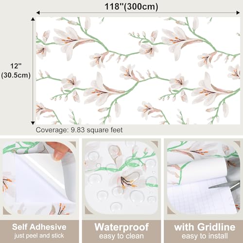 Papel tapiz de flores autoadhesivo y extraíble para renovar muebles de forma limpia 8