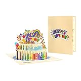 ZEPFJHE Handgefertigte bunte 2-lagige Kuchen-Popup-Geburtstagskarte mit Umschlag, handgefertigte Einladung für Frauen, Abschlussgruß