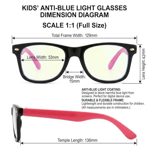 Image of Kids Blue Light Blocking Glasses Rectangle Digital Boys Girl Age for 5-12