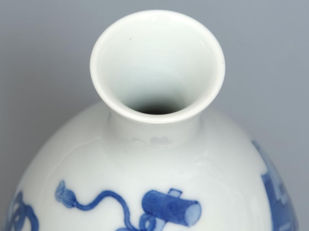 古伊万里 色絵金彩 瓶 徳利 菊花草花風景図 奇玉宝鼎之珍銘