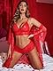 Avidlove Damen Sexy Dessous Set Spitze 3-Teilig Negilgee Unterwäsche Netz-Nachthemd Dünn Kimono Mesh Lingerie Sets Mit BH und Höschen，RotL