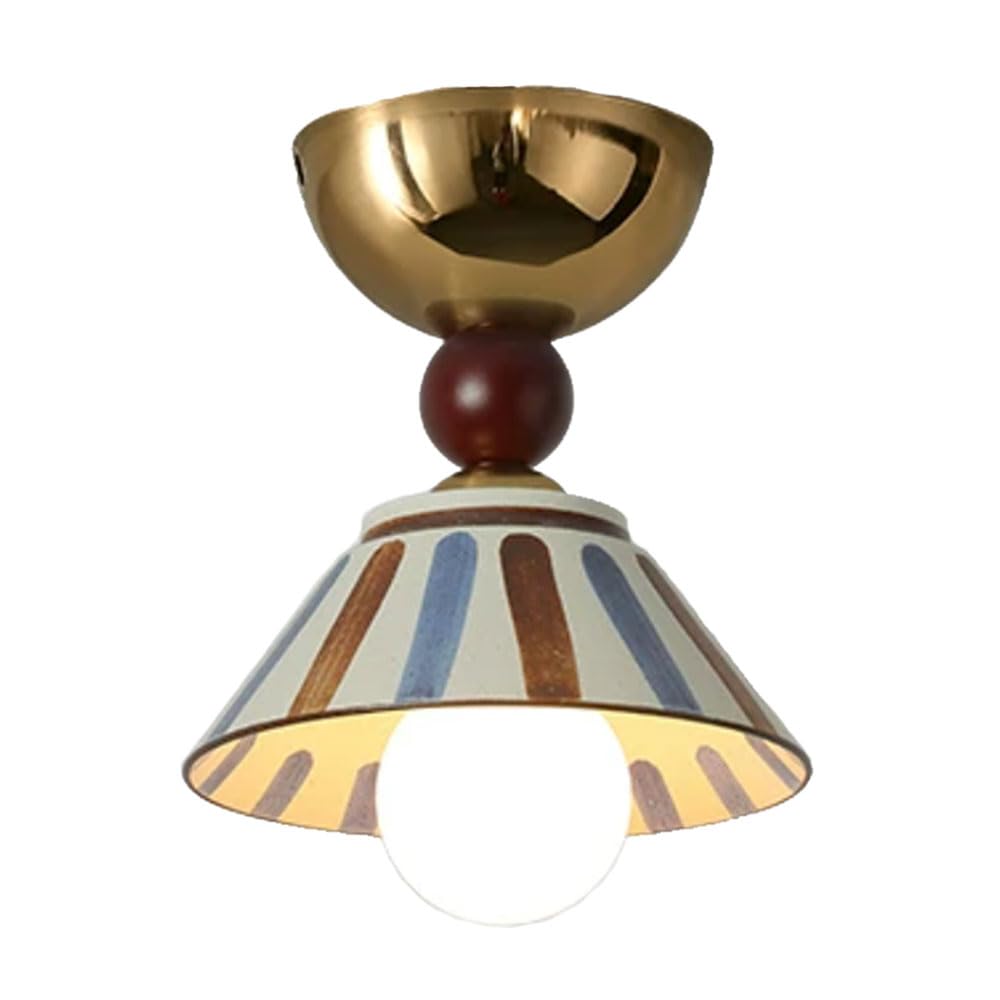 YGZPALH White Ceramic Semi Flush Mount Ceiling Lamp Vintage Close to Ceiling Light Hallway Porch E26 Light Fixtures French Retro Ceiling Lamp for Kitchen Entryway Bathroom Foyer 1-Pack