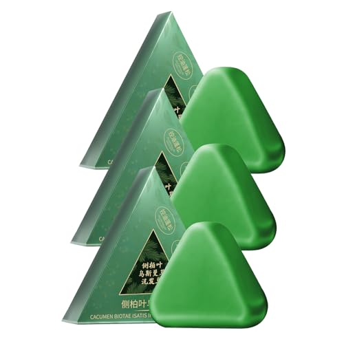 Nature Triangle Shampoo Bar, Nature Seven Green, champú sólido vegetal, fortalece el cabello liso, mejora el cabello, cuidado nutritivo, reduce el encrespamiento, para mujeres y hombres (3 unidades)
