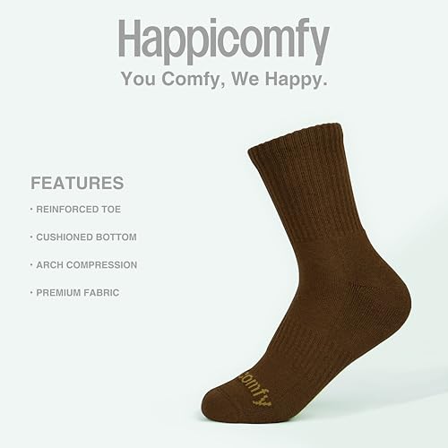 Men's Cotton Crew-Socks with Cushioned Bottom and Arch Compression for Daily Outfits, Sports, Works (6 Pairs)2