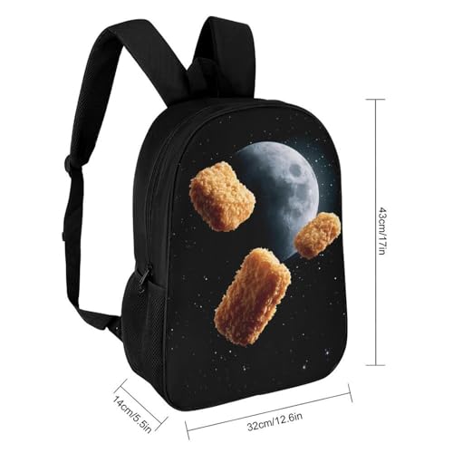 Chicken Nuggets Howl at Moon Funny Classic 17 Inch Backpack Travel Daypack Casual Shoulder Bag with Adjustable Strap for Men Women2